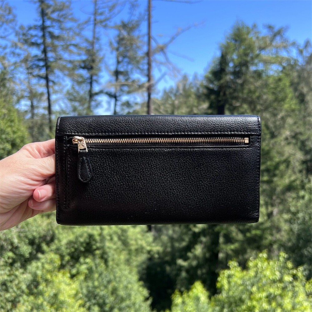 VINTAGE COACH Black Trifold Wallet Pebble Leather with Gold Hardware AUTHENTIC - Picture 2 of 5